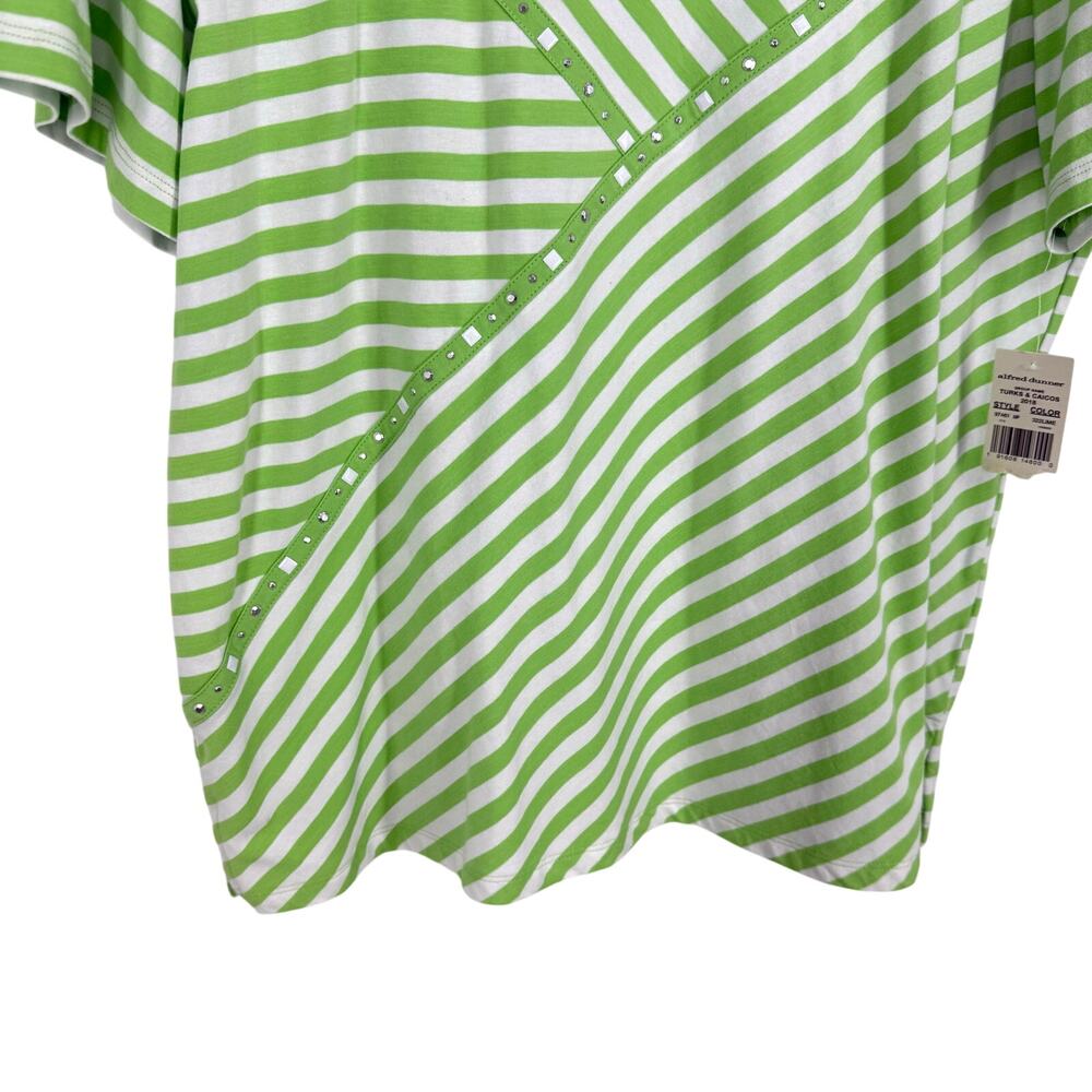 NEW NWT Alfred Dunner Sz Large Green Summer Short Sleeve Blouse Shirt Top Cute - Picture 6 of 8